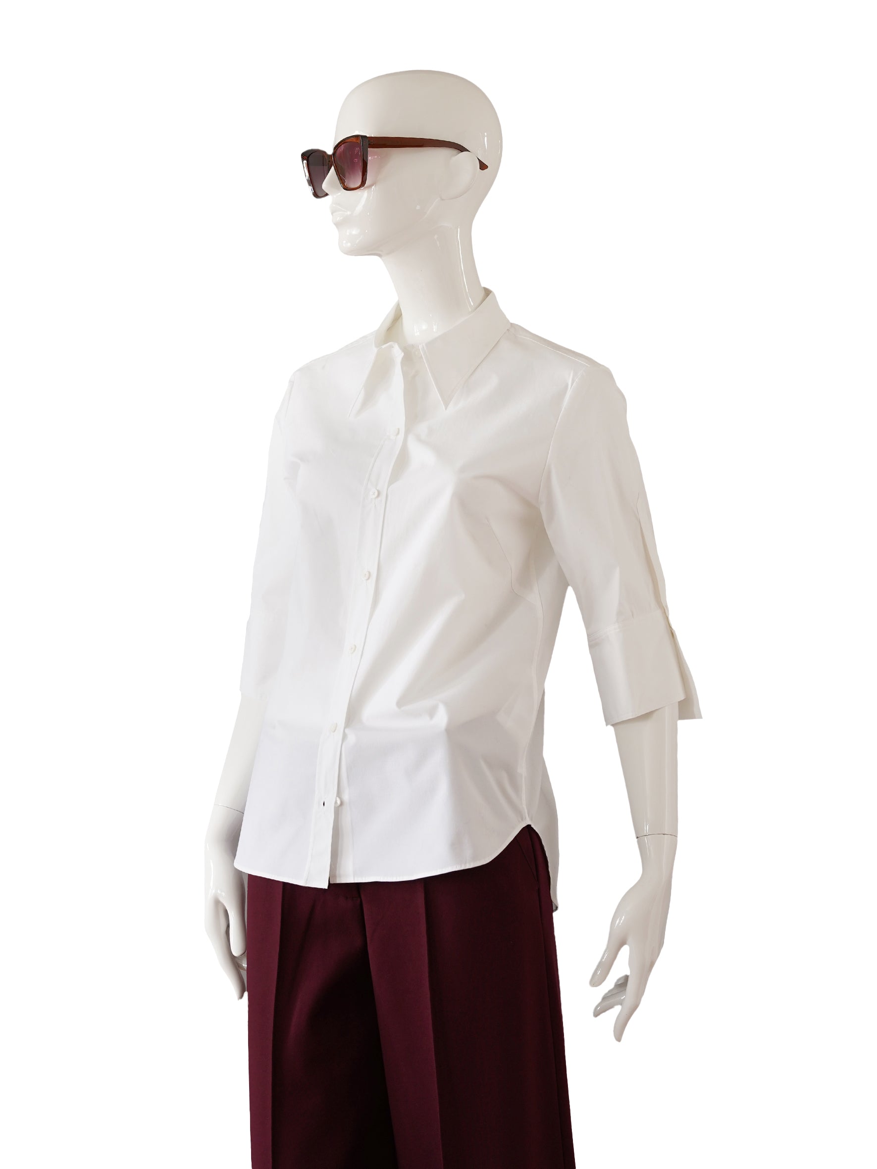 Weiße Cotton-Bluse mit verkürzten Arm